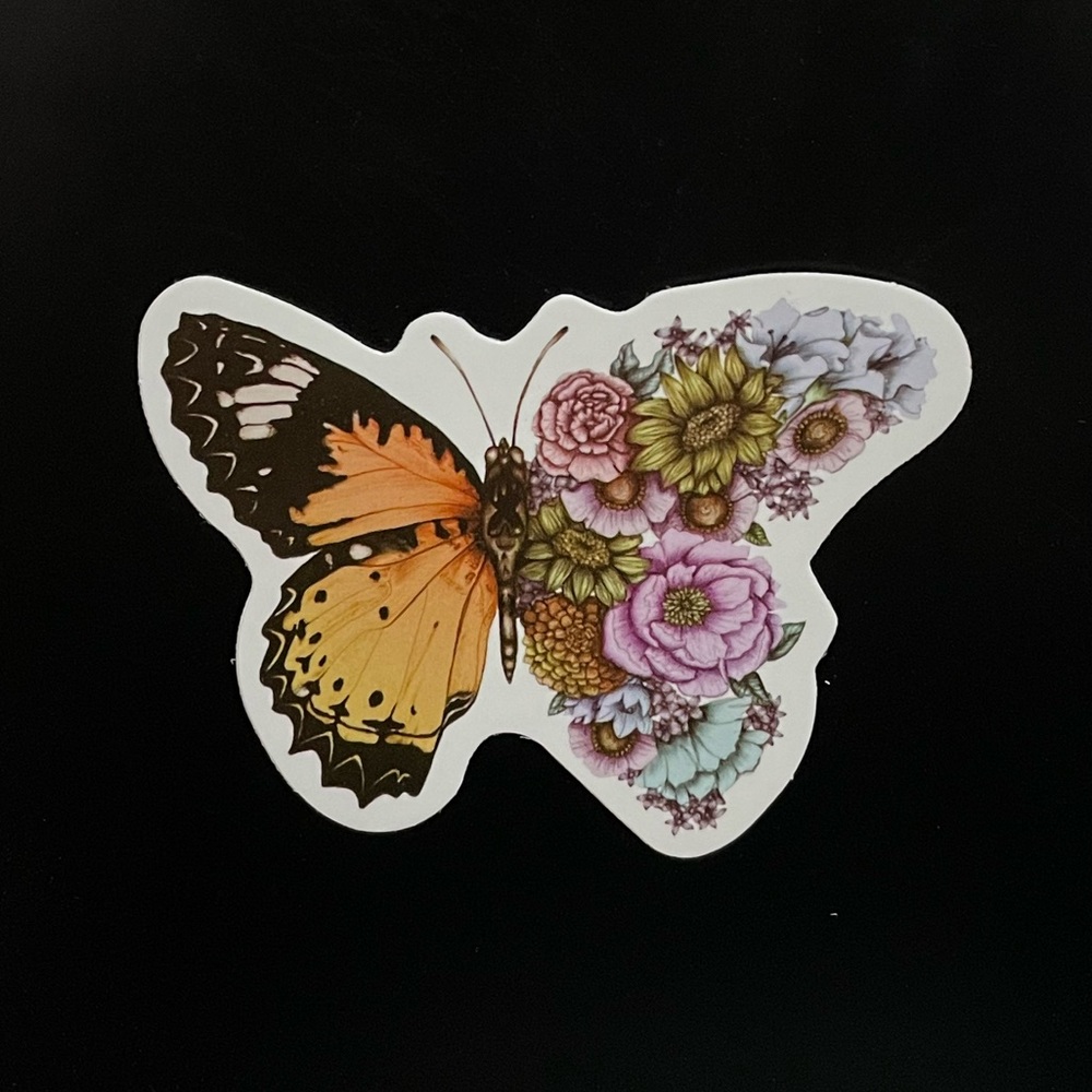 Monarch Butterfly & Flower Sticker
